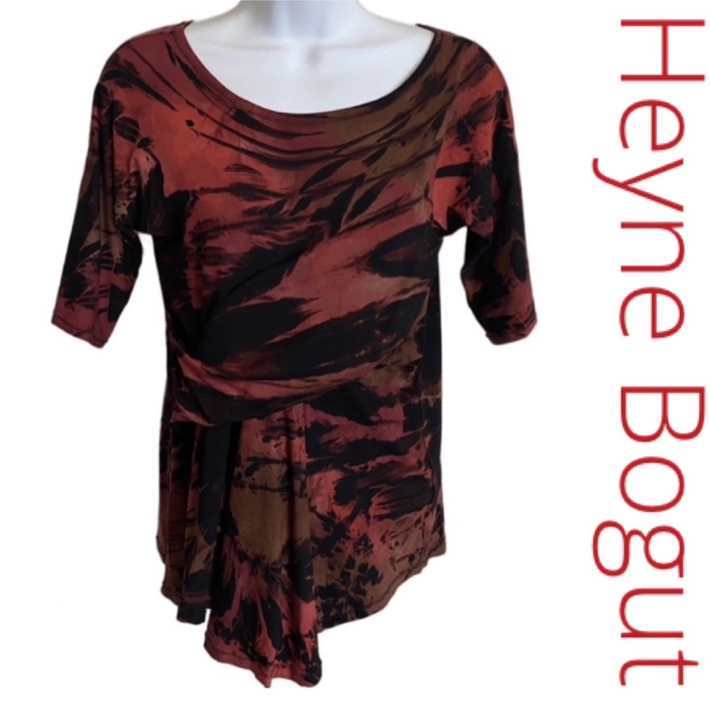 Heyne Bogut Asymmetrical Blouse Drape Wrap Colorful Size 2